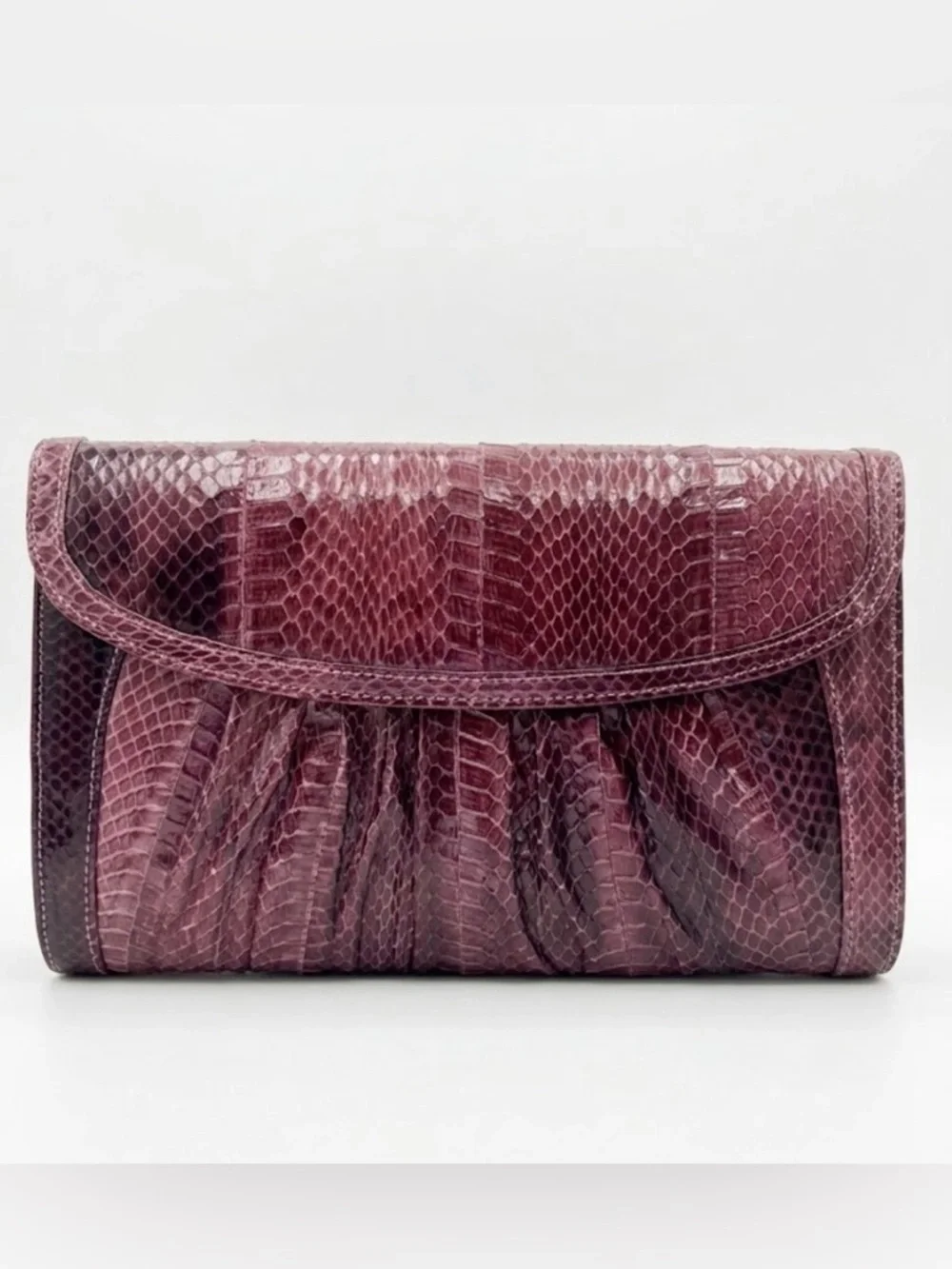 J. Renee Snakeskin Convertible Clutch Shoulder Bag Burgundy Wine Vintage